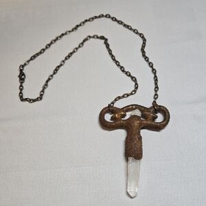 Vintage Style Skeleton Key Crystal Necklace | Celestial Boho